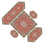 ست 5 تکه رومیزی ترمه طرح سالار قرمز